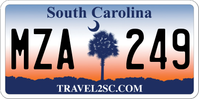 SC license plate MZA249