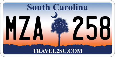 SC license plate MZA258
