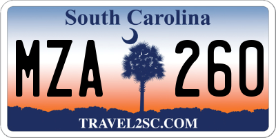 SC license plate MZA260