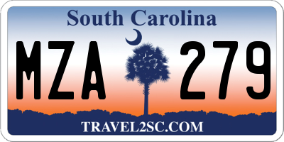 SC license plate MZA279