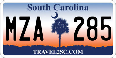 SC license plate MZA285