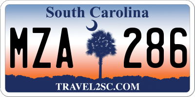SC license plate MZA286