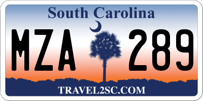 SC license plate MZA289