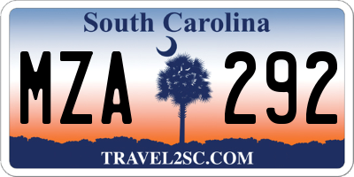 SC license plate MZA292