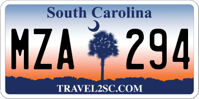 SC license plate MZA294