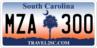 SC license plate MZA300