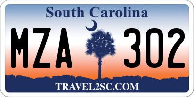 SC license plate MZA302