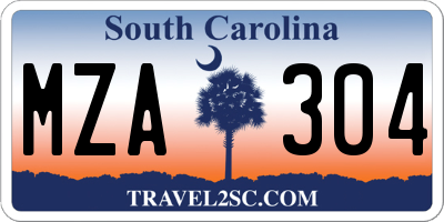 SC license plate MZA304