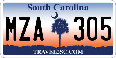 SC license plate MZA305