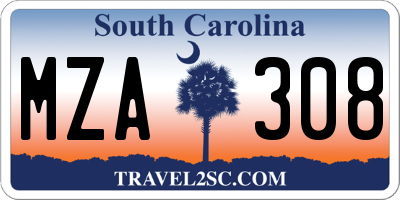 SC license plate MZA308