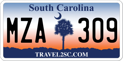 SC license plate MZA309