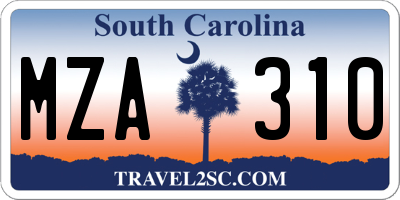 SC license plate MZA310