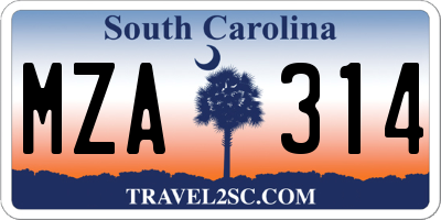 SC license plate MZA314