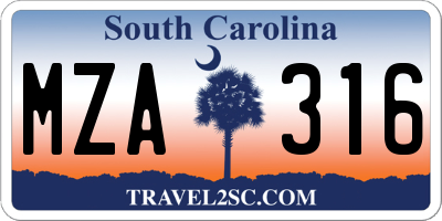 SC license plate MZA316