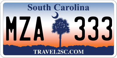 SC license plate MZA333