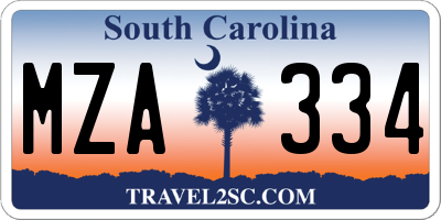 SC license plate MZA334