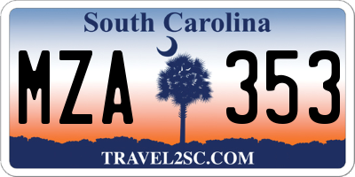 SC license plate MZA353