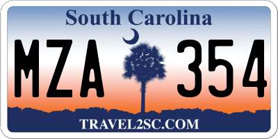 SC license plate MZA354