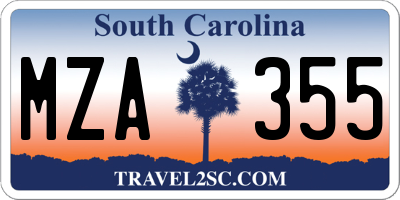 SC license plate MZA355
