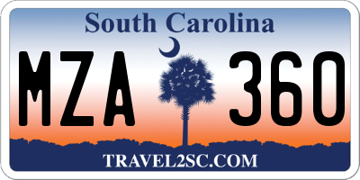 SC license plate MZA360