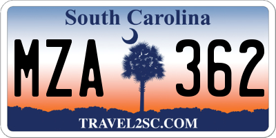 SC license plate MZA362