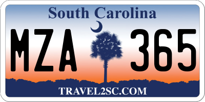 SC license plate MZA365