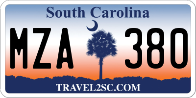 SC license plate MZA380