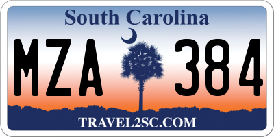 SC license plate MZA384