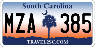 SC license plate MZA385