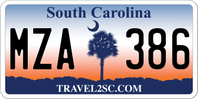 SC license plate MZA386