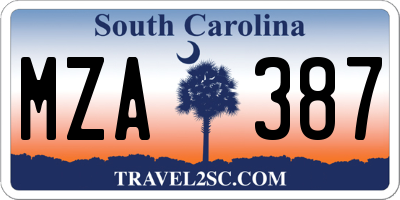 SC license plate MZA387