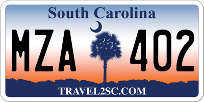 SC license plate MZA402