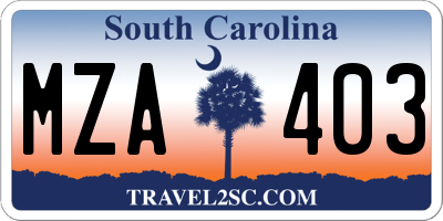 SC license plate MZA403