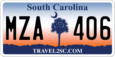 SC license plate MZA406