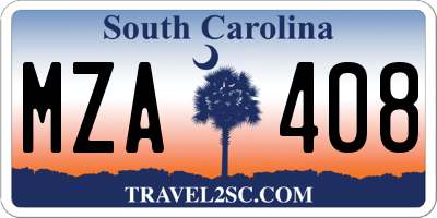 SC license plate MZA408