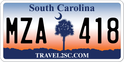 SC license plate MZA418