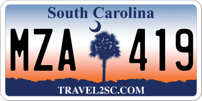 SC license plate MZA419