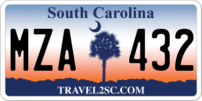 SC license plate MZA432