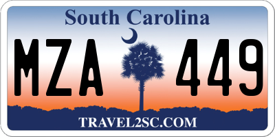 SC license plate MZA449