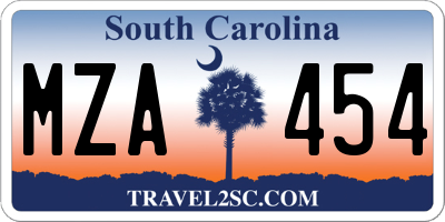 SC license plate MZA454