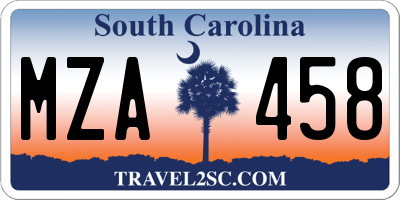 SC license plate MZA458