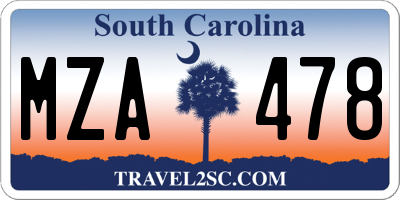 SC license plate MZA478
