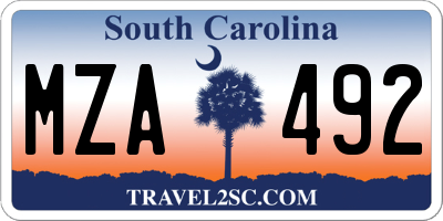 SC license plate MZA492