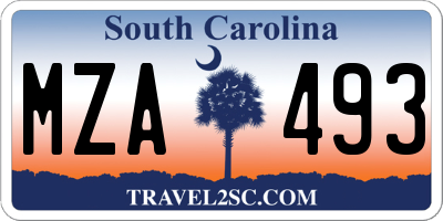 SC license plate MZA493