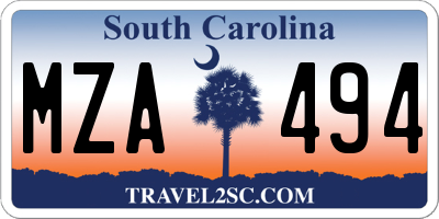 SC license plate MZA494