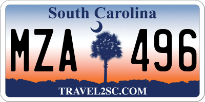 SC license plate MZA496