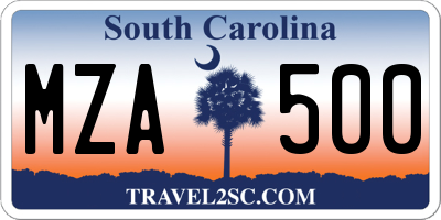 SC license plate MZA500