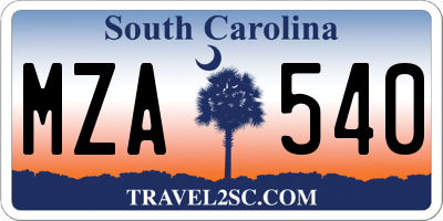 SC license plate MZA540