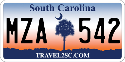 SC license plate MZA542