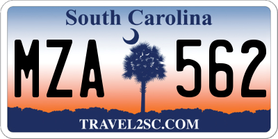 SC license plate MZA562